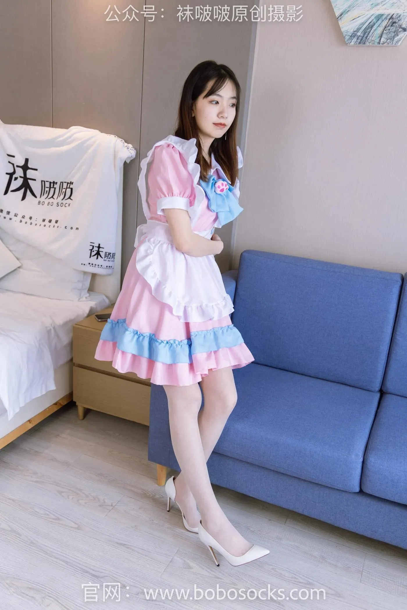 [BoBoSocks袜啵啵]NO.154 小甜豆-两双高跟鞋、珠光白丝、女仆装 [200P]插图8